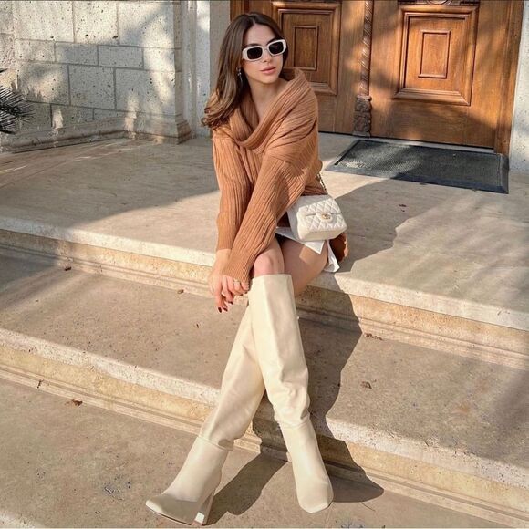 ZARA OVERSIZED COWL NECK KNIT SWEATER - Picture 7 of 11